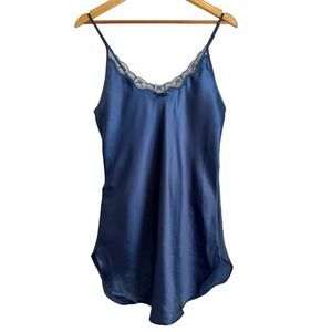 La Senza Vintage Blue Lace Trimmed Satin Slip Size Medium